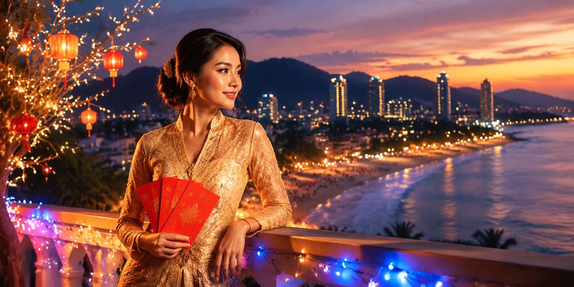 Sampul merah bonus khas bergaya Melayu kebaya di Pulau Pinang